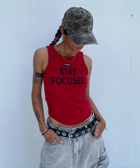 rib tank top「STAY FOCUSED」#256358