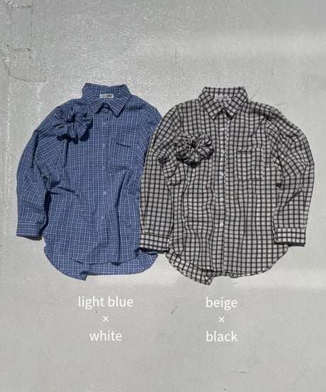 seersucker shirt「crumpled」（シュシュ付）#25102