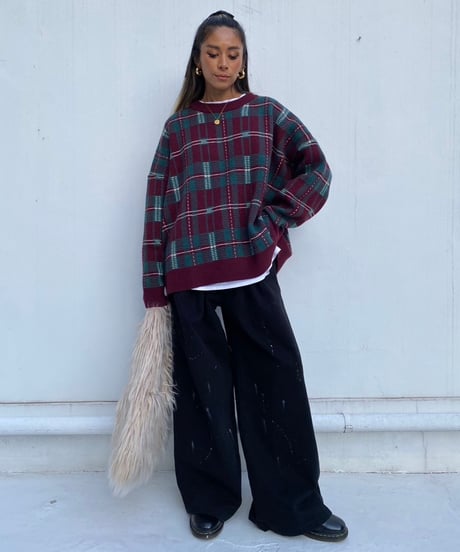 tuck wide pants「paint」#76832