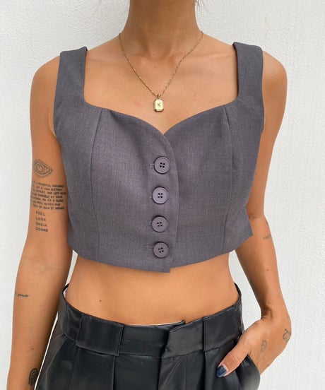 tank bustier top「front button」#8413