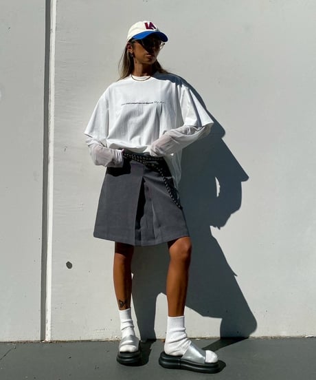 box lame sk「pleats」（ベルト付）#25079