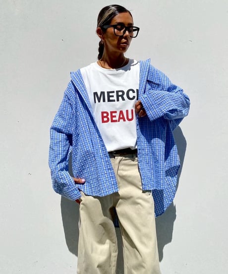 seersucker shirt「crumpled」（シュシュ付）#25102