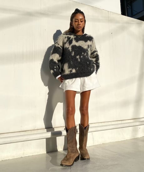 wide shaggy knit「marble」#1806