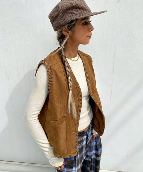 fake leather vest「trim」#993659