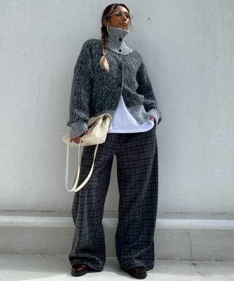 wide pants「over check」#8732