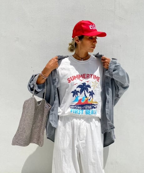 crew neck tee「beach」#88162