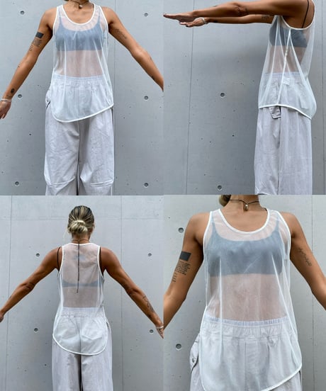 mesh tank top「hem slant」#63459-1