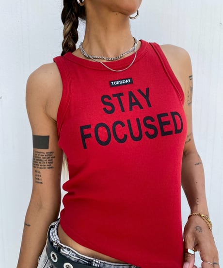 rib tank top「STAY FOCUSED」#256358