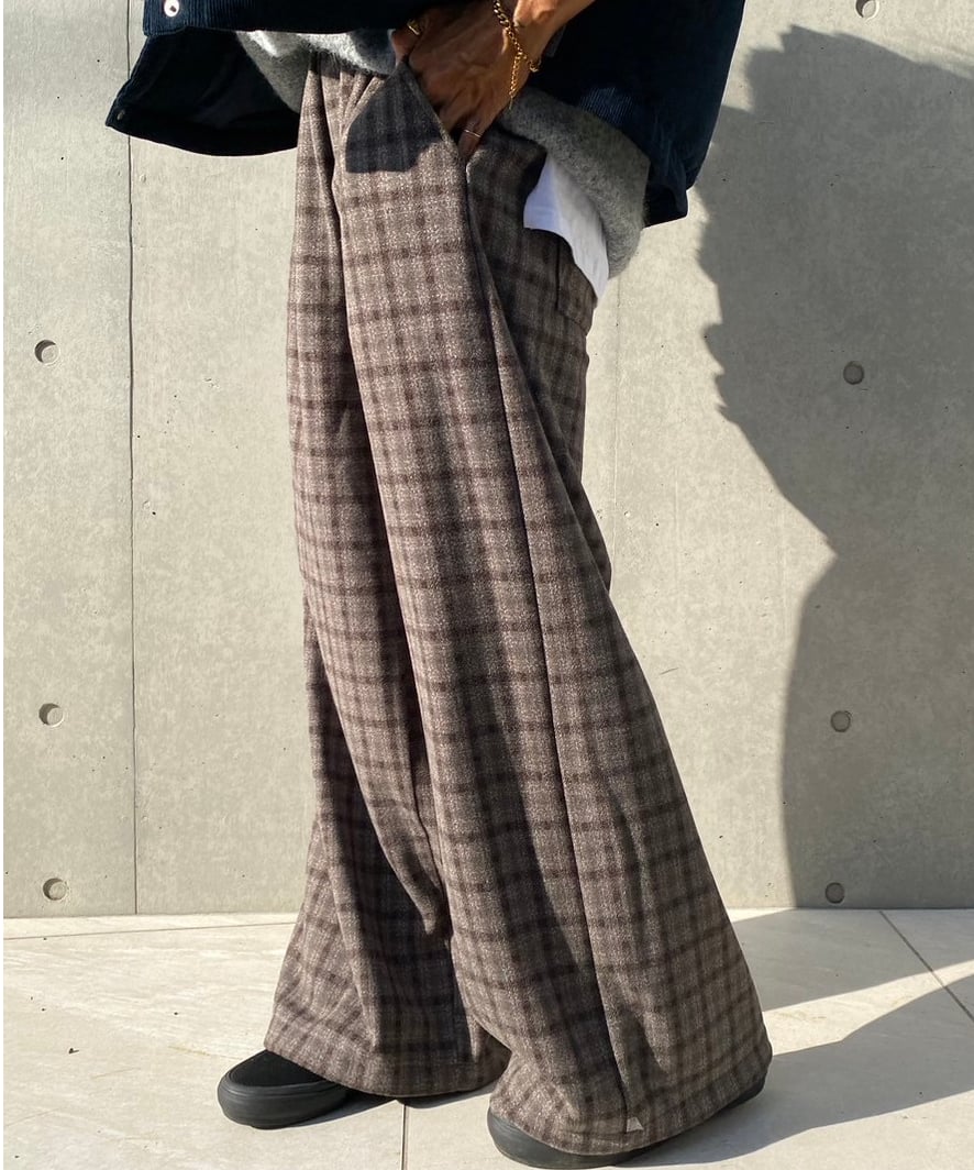 wide pants「over check」#8732 | tablethotel-sūdo