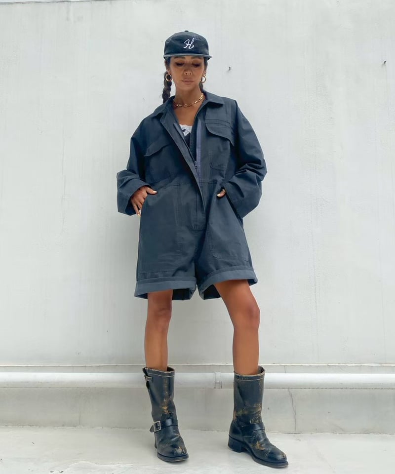 short jumpsuit「flap pocket」#523563 | tablethote