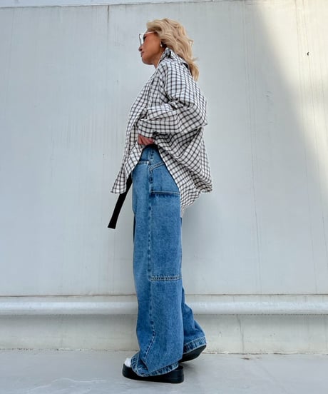 seersucker shirt「crumpled」（シュシュ付）#25102