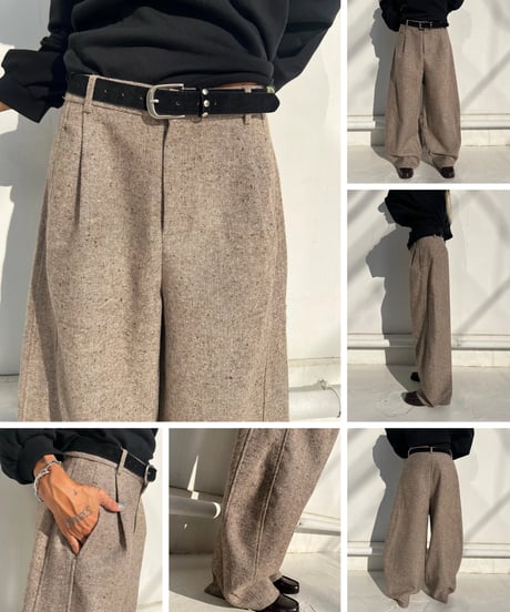oversized pt「tweed barrel」#951359（ベルト付き）