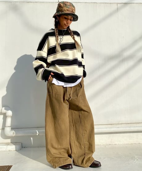 oversized sw「thick border」#28218512（裏起毛）