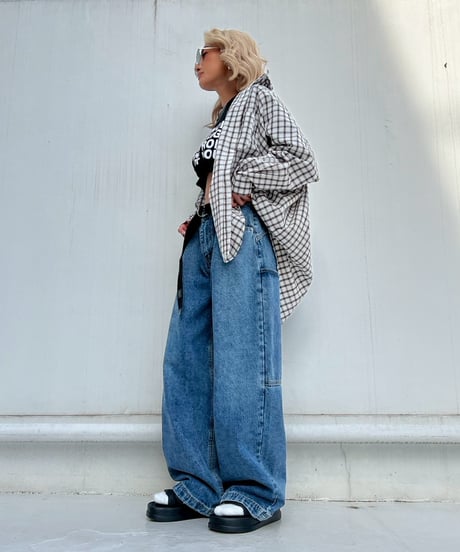 seersucker shirt「crumpled」（シュシュ付）#25102