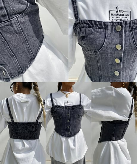 denim bustier「solid shape」#006