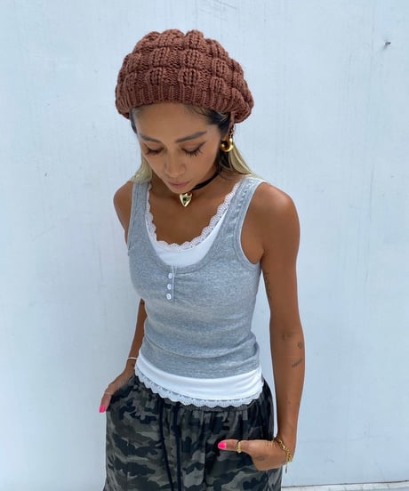 lace tank「button」#68137