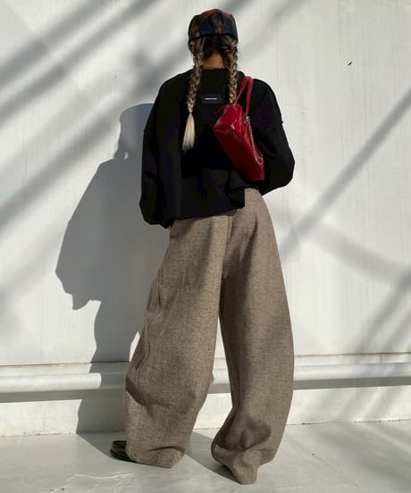 oversized pt「tweed barrel」#951359（ベルト付き）