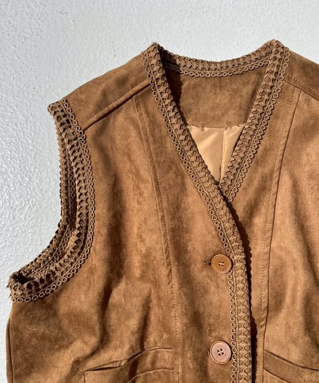 fake leather vest「trim」#993659