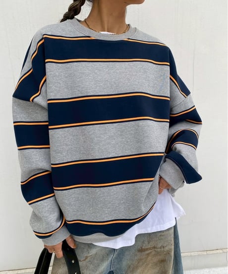 oversized sw「thick border」#28218512（裏起毛）