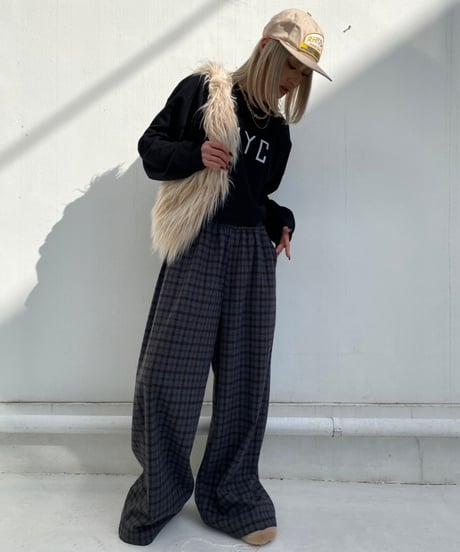 wide pants「over check」#8732