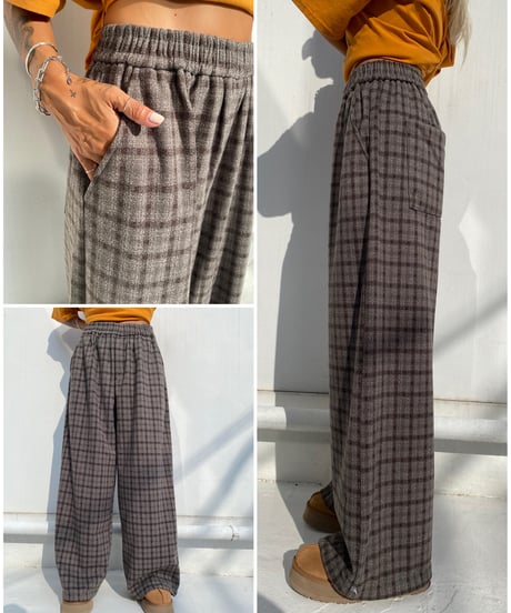 wide pants「over check」#8732