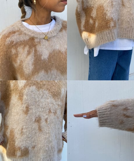 wide shaggy knit「marble」#1806