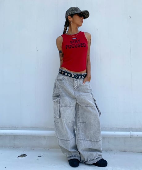 rib tank top「STAY FOCUSED」#256358