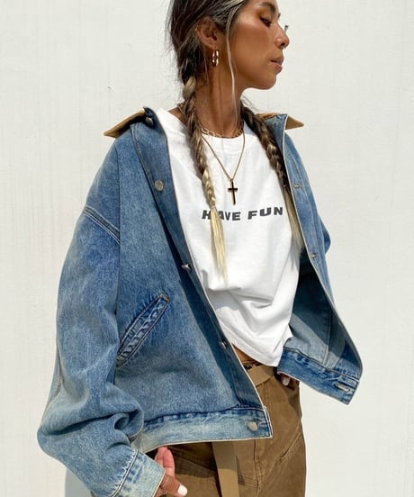 cropped T「HAVE FUN」#635358