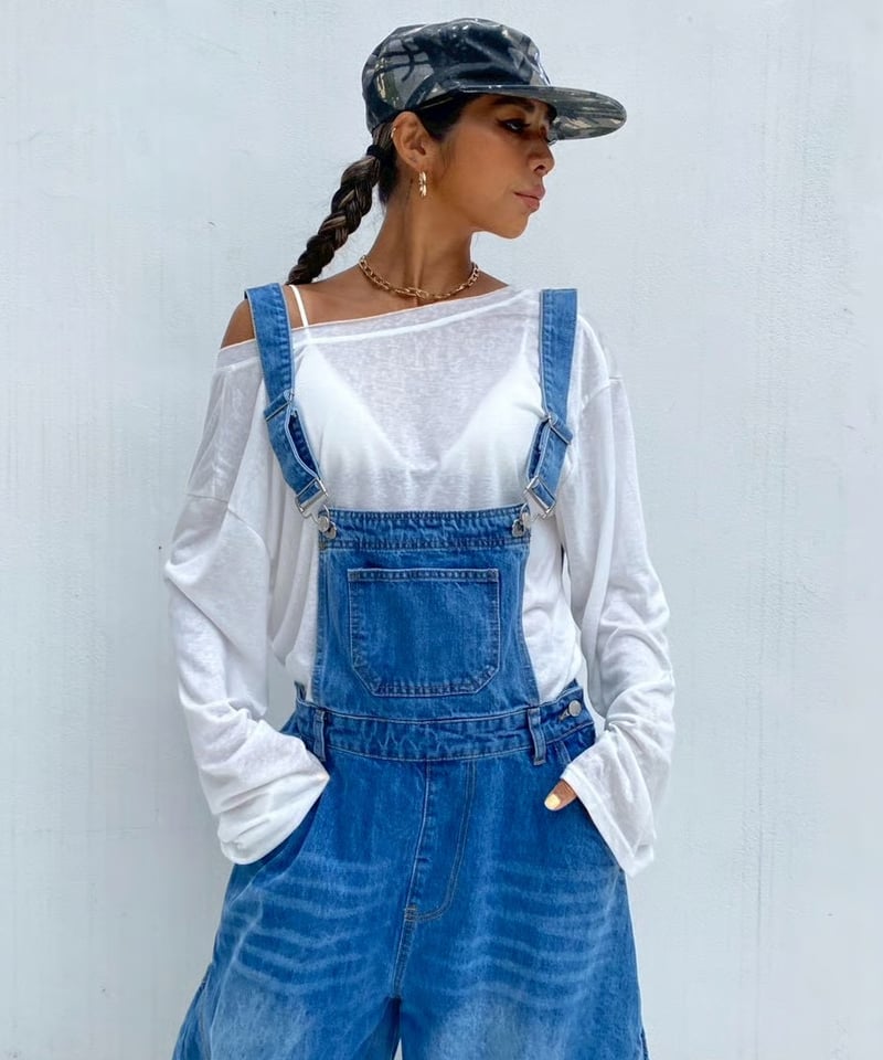 未使用品　益若つばさ　DAMAGE DENIM SALOPETTE denim salopette「clash」#563063 | tablethotel-sūdo