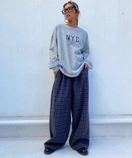 wide pants「over check」#8732