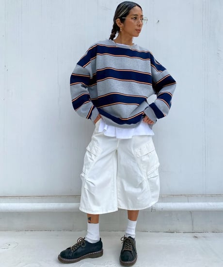 oversized sw「thick border」#28218512（裏起毛）
