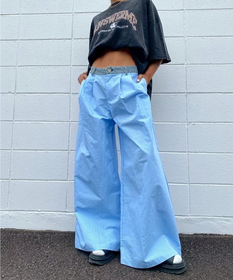flare tuck pt「denim check」#5727