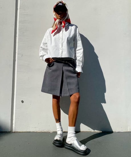 box lame sk「pleats」（ベルト付）#25079