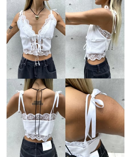 Rib lace cami「butterfly」#96718