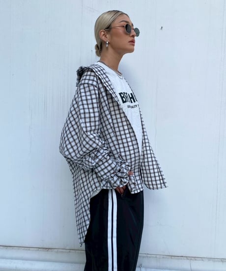 seersucker shirt「crumpled」（シュシュ付）#25102