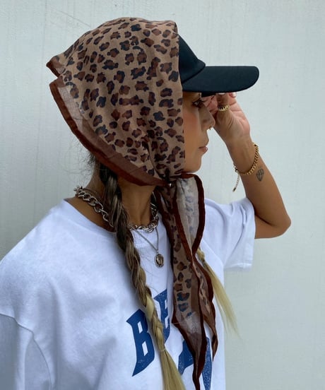 sheer scarf「multi leopard」#2505-10