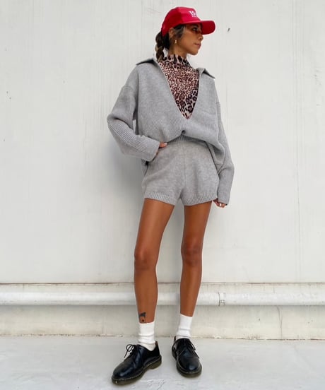 knit set up「plunge neck」#710