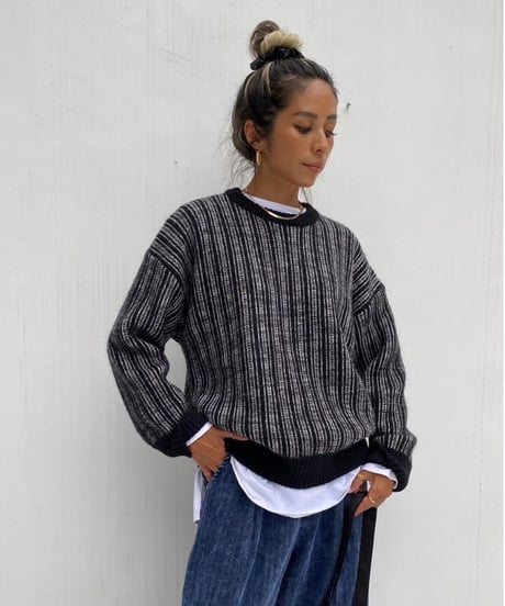 mix color knit「stripe」#8270
