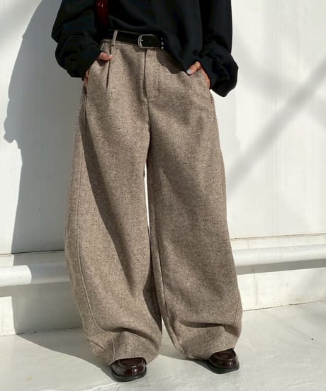 oversized pt「tweed barrel」#951359（ベルト付き）
