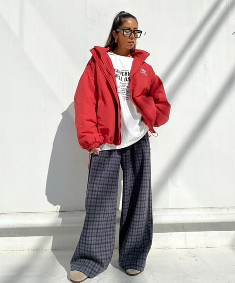 wide pants「over check」#8732