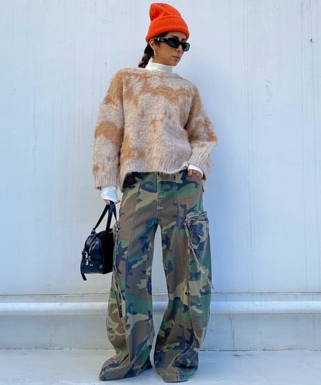 wide shaggy knit「marble」#1806