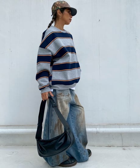 oversized sw「thick border」#28218512（裏起毛）