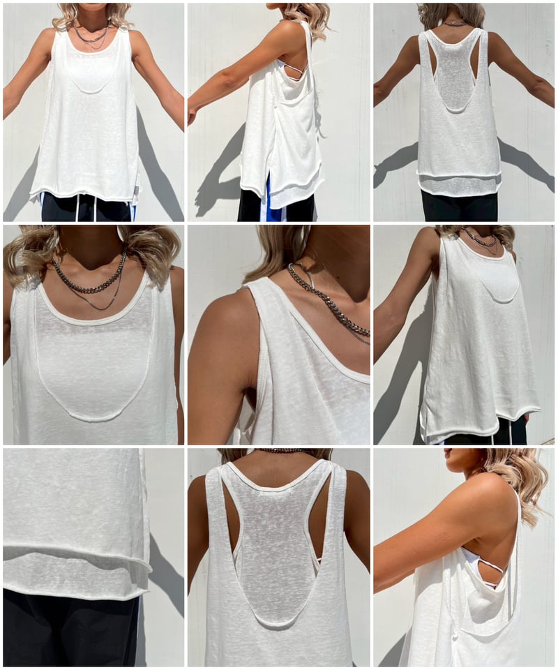 超美品！Atelier GG パイナップルタンクトップ①　サイズ2ハーフ① layered tanktop「two」#7062 | tablethotel-sūdo