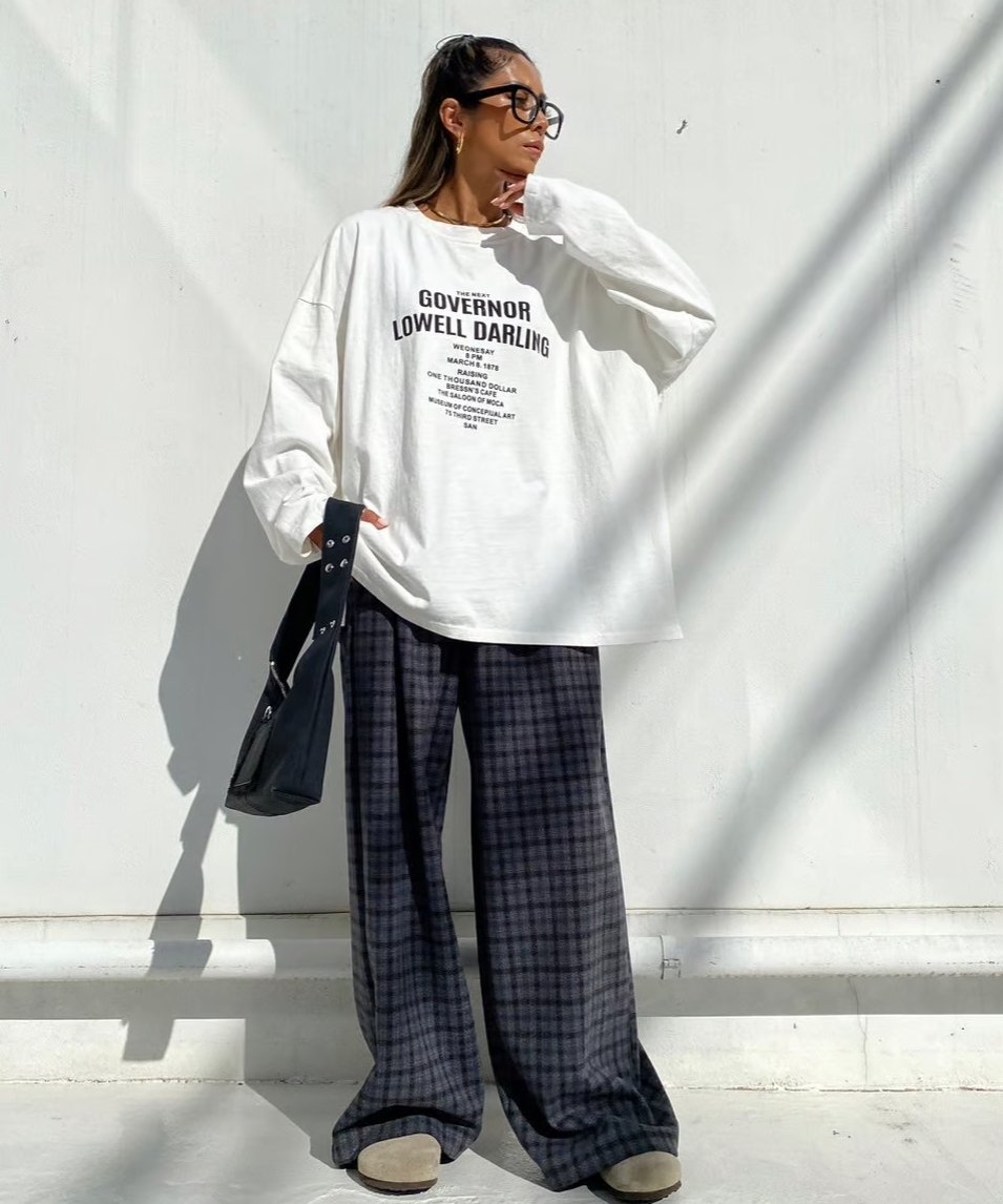 wide pants「over check」#8732 | tablethotel-sūdo