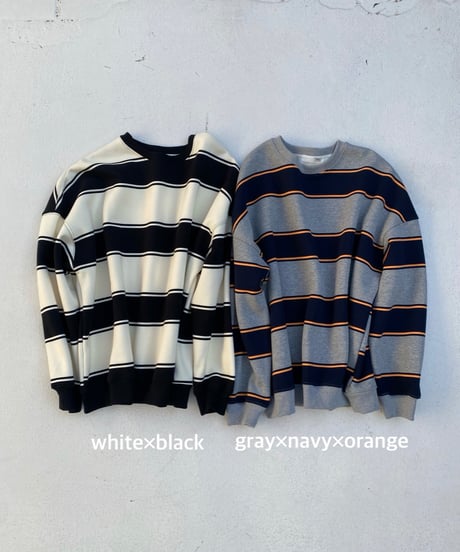 oversized sw「thick border」#28218512（裏起毛）