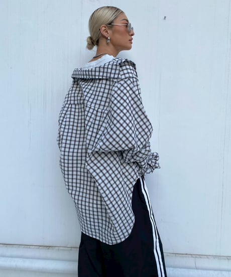 seersucker shirt「crumpled」（シュシュ付）#25102