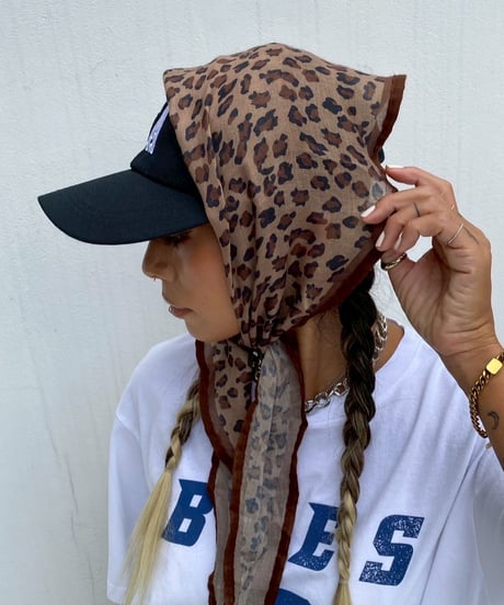 sheer scarf「multi leopard」#2505-10