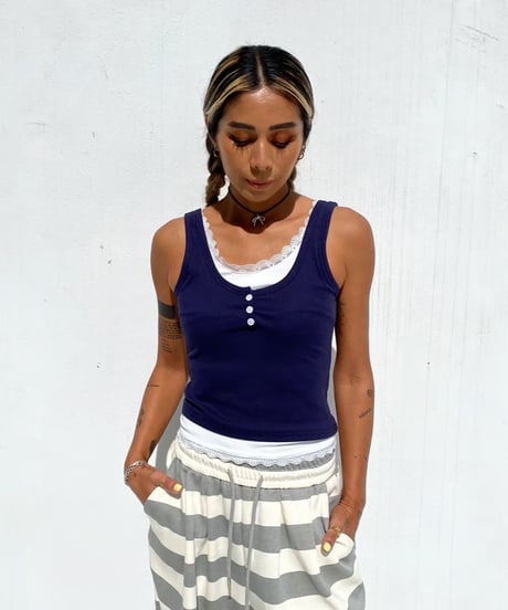 lace tank「button」#68137