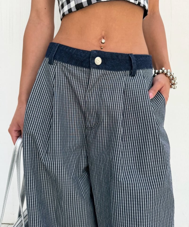 flare tuck pt「denim check」#5727 | tablethotel-s