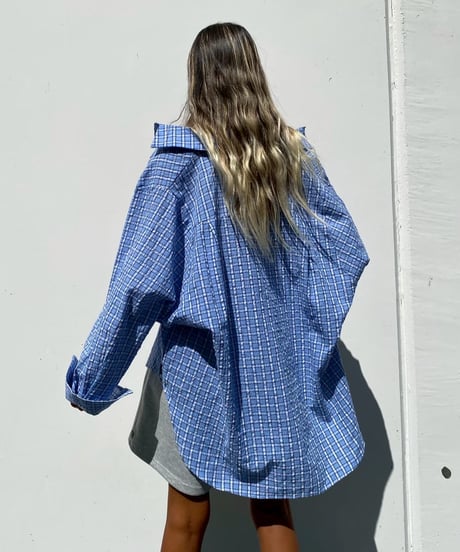 seersucker shirt「crumpled」（シュシュ付）#25102